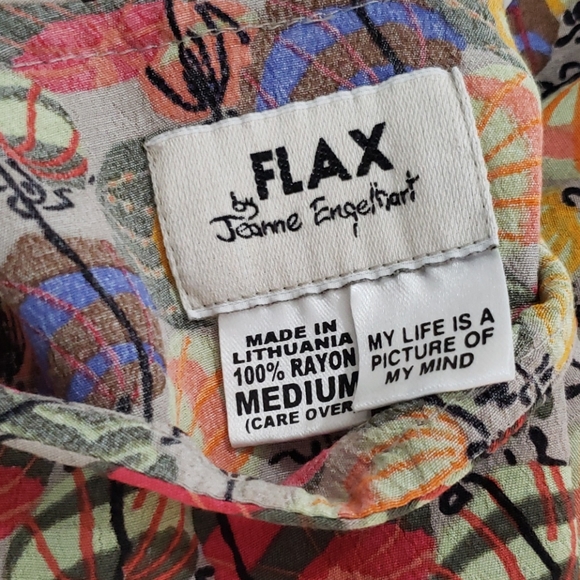 Flax by Jeanne Englehart Fan Print Blouse Top Med - Picture 5 of 5